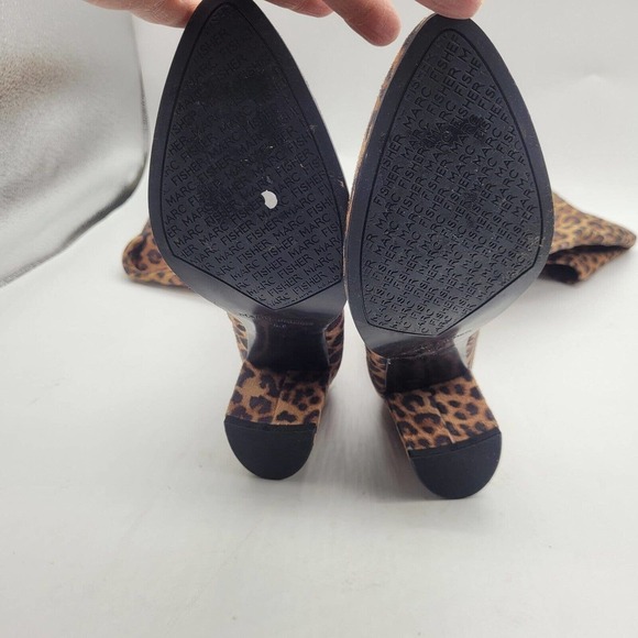 New Marc Fisher LULEY Stretch Leopard Chunky Heel Zip Over the Knee Boots sz 6 - Picture 8 of 8